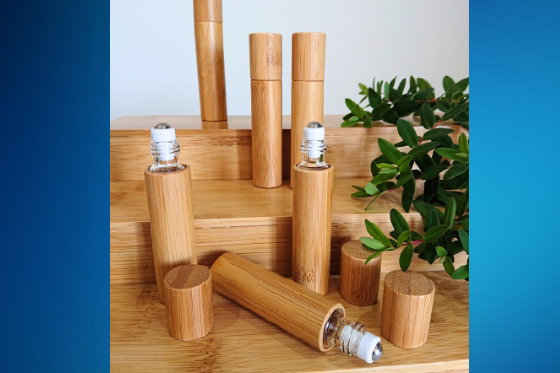 Image of Bamboo covered glass roll-on bottle- pack of 10ml x 6